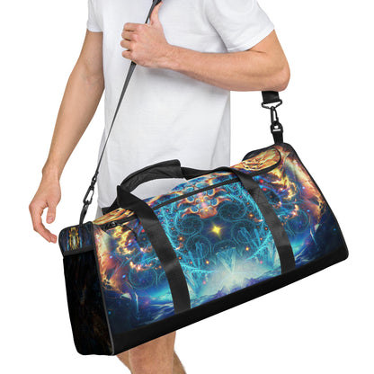 Right-front close angle of the Polaris duffle bag print.