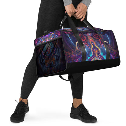Right-front angle of the Empurrress duffle bag showing the padded carry handles.