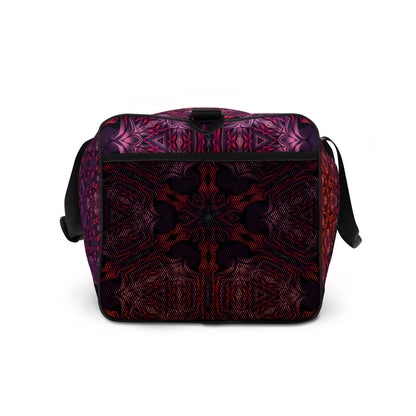Right side view of the 'Forged In Neon' duffle bag showing its psychedelic print design.