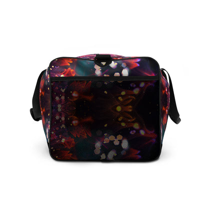 Side profile of the Endless Mallow duffle bag showing its depth and rounded end.