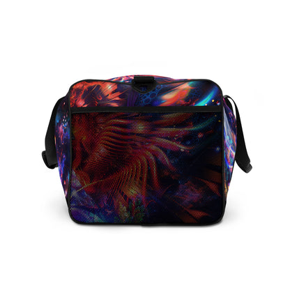 Right side view of the Lapis Philosophorum duffle bag showing the adjustable padded shoulder strap.