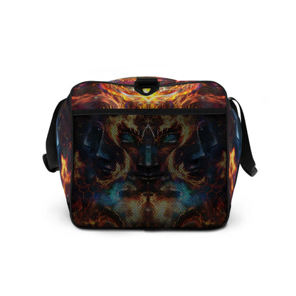 Right side view of the Wanderers duffle bag showing the adjustable padded shoulder strap.