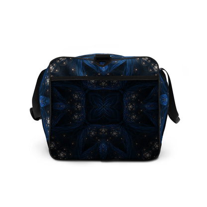 Right side view of the 'Inner Sanctum' duffle bag showing its profile and mesh side pocket.