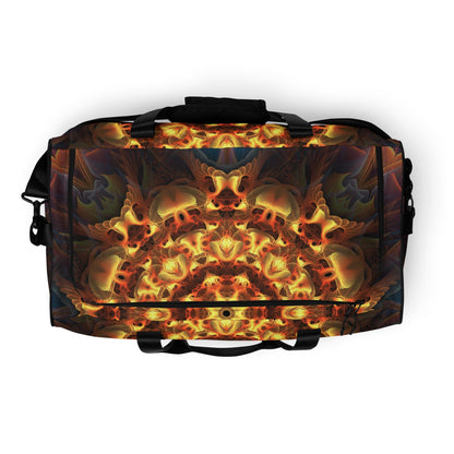 Top view of the Totem Sun duffle bag showing the zipper closure and dual padded handles.