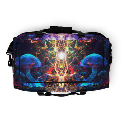 Top view of the Peekaboo duffle bag showing the zippered main compartment.