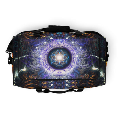 Top view of the Immortal Truth duffle bag showing the zippered main compartment.