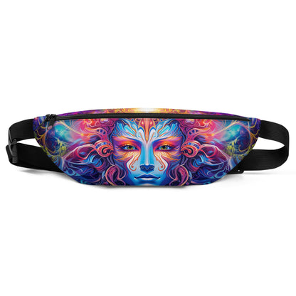 Front view of The Sacred Vine fanny pack showing the zipper and vine print.