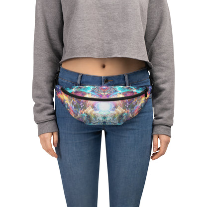 Front view of the Medicina fanny pack showing the jungle brew print.