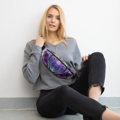 Detail of the fractal butterfly artwork printed on the fanny pack.
