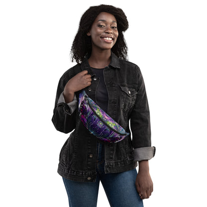 Front-facing shot of the Emergence all-over print fanny pack.