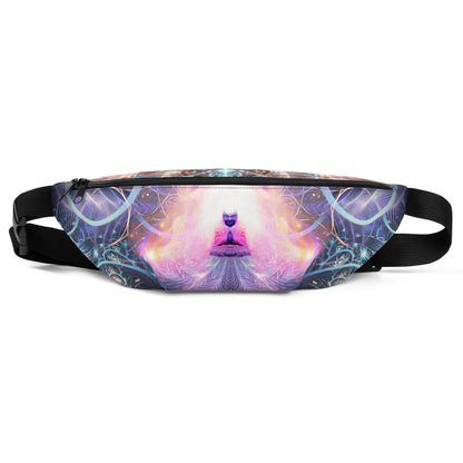 Close-up of the Buddha pattern on the Alchemist's Breath fanny pack.