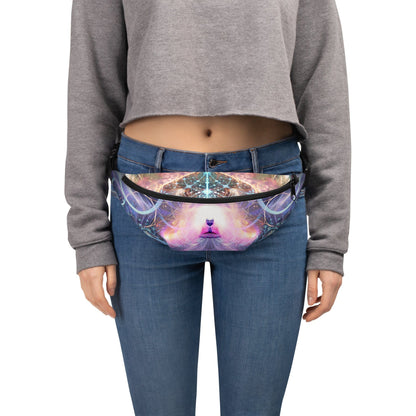 Front-facing shot of the Alchemist's Breath all-over print fanny pack.