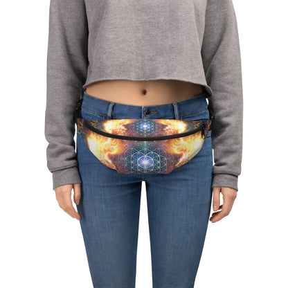 Front-facing shot of the Source all-over print fanny pack.