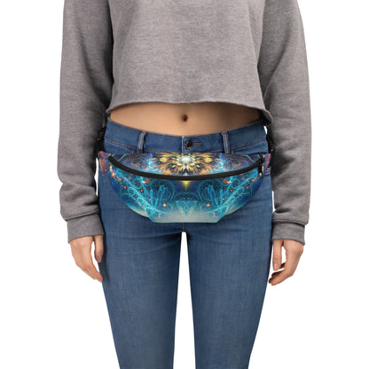 Front view of the Polaris fanny pack showing the cosmic rave print.