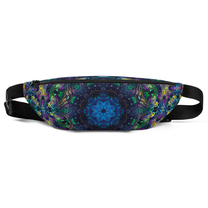 Close-up of the fractal mandala print on the Awakened V2 fanny pack front panel.