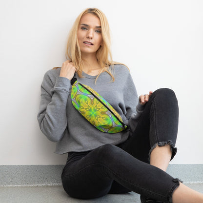 Additional front view of the Activation Initiated V2 fanny pack and its neon fractal mandala print.