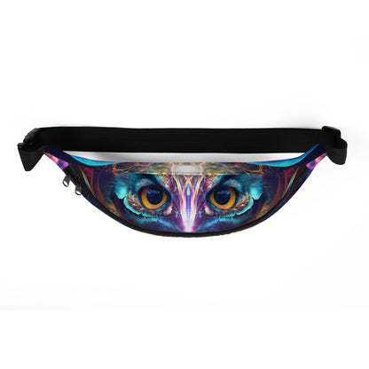 Top view of the Peekaboo fanny pack showing the double-slider zipper closure.