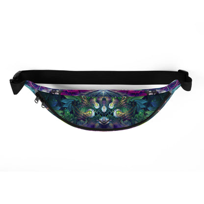Top-down view of the Emergence fanny pack's zipper closure.