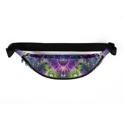 Top-down view of the Emergence fanny pack's zipper closure.