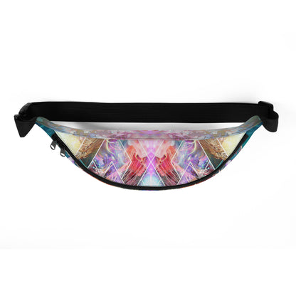 Top-down view of the Primordial Soup fanny pack's zipper closure.