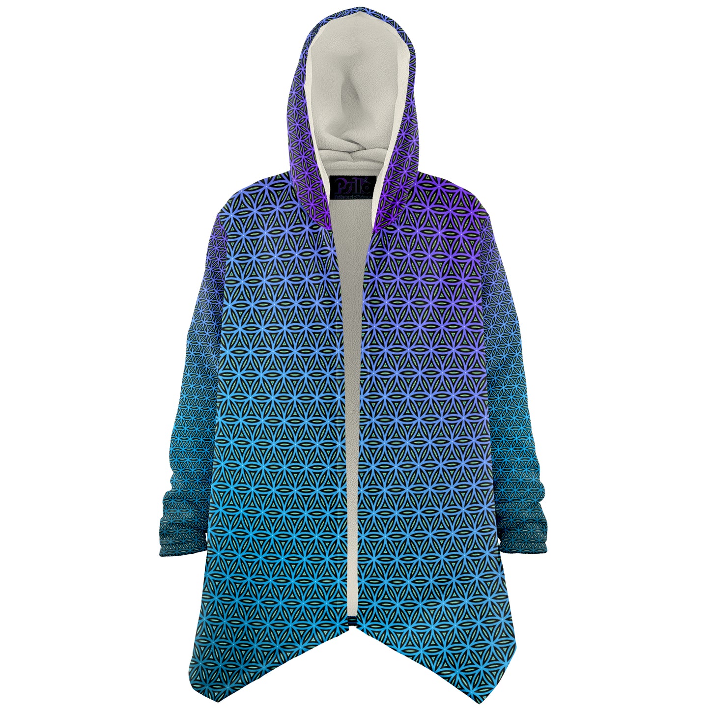 "Blue Flower of Life Pattern" HOODED CLOAK