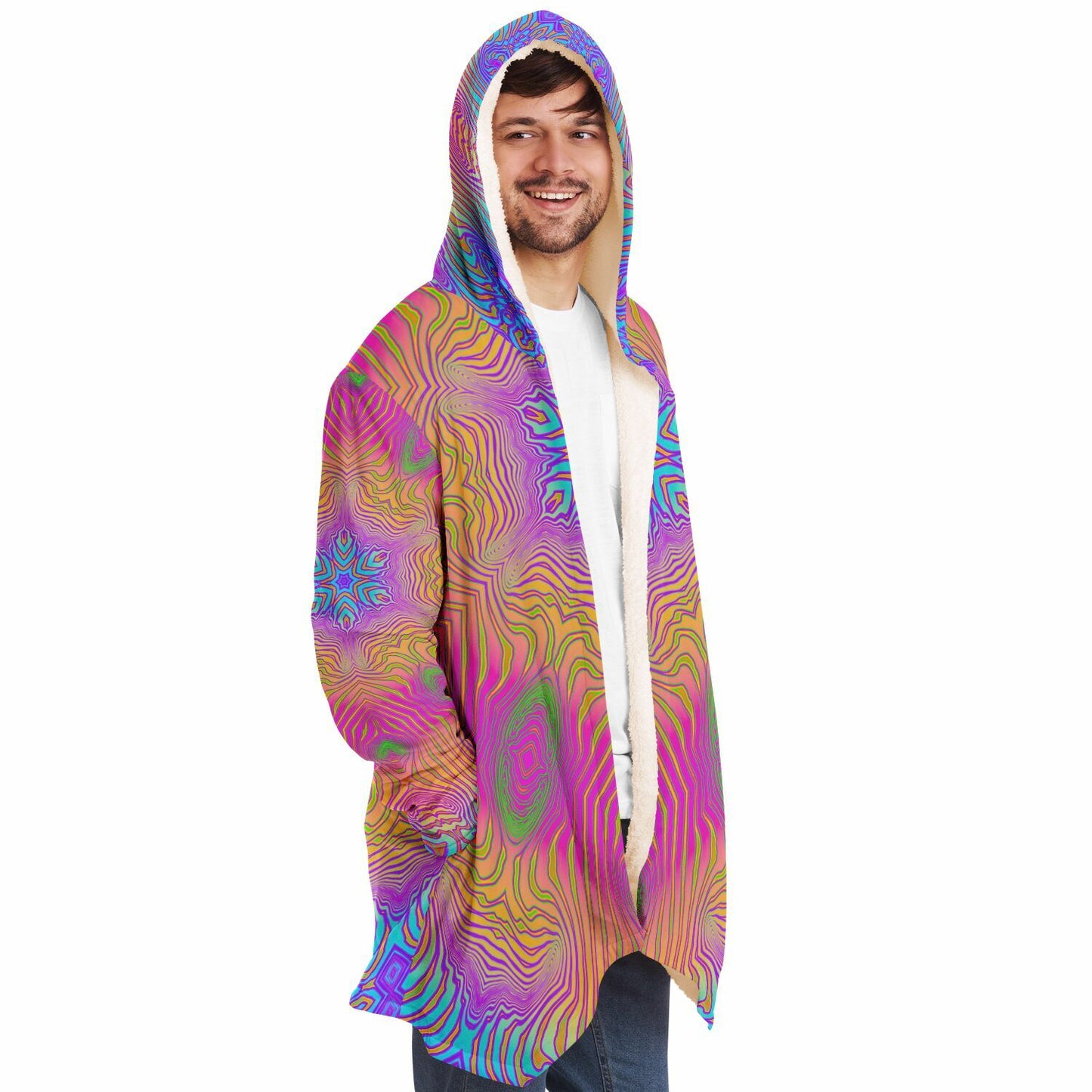 "Neon King Mandala" HOODED CLOAK