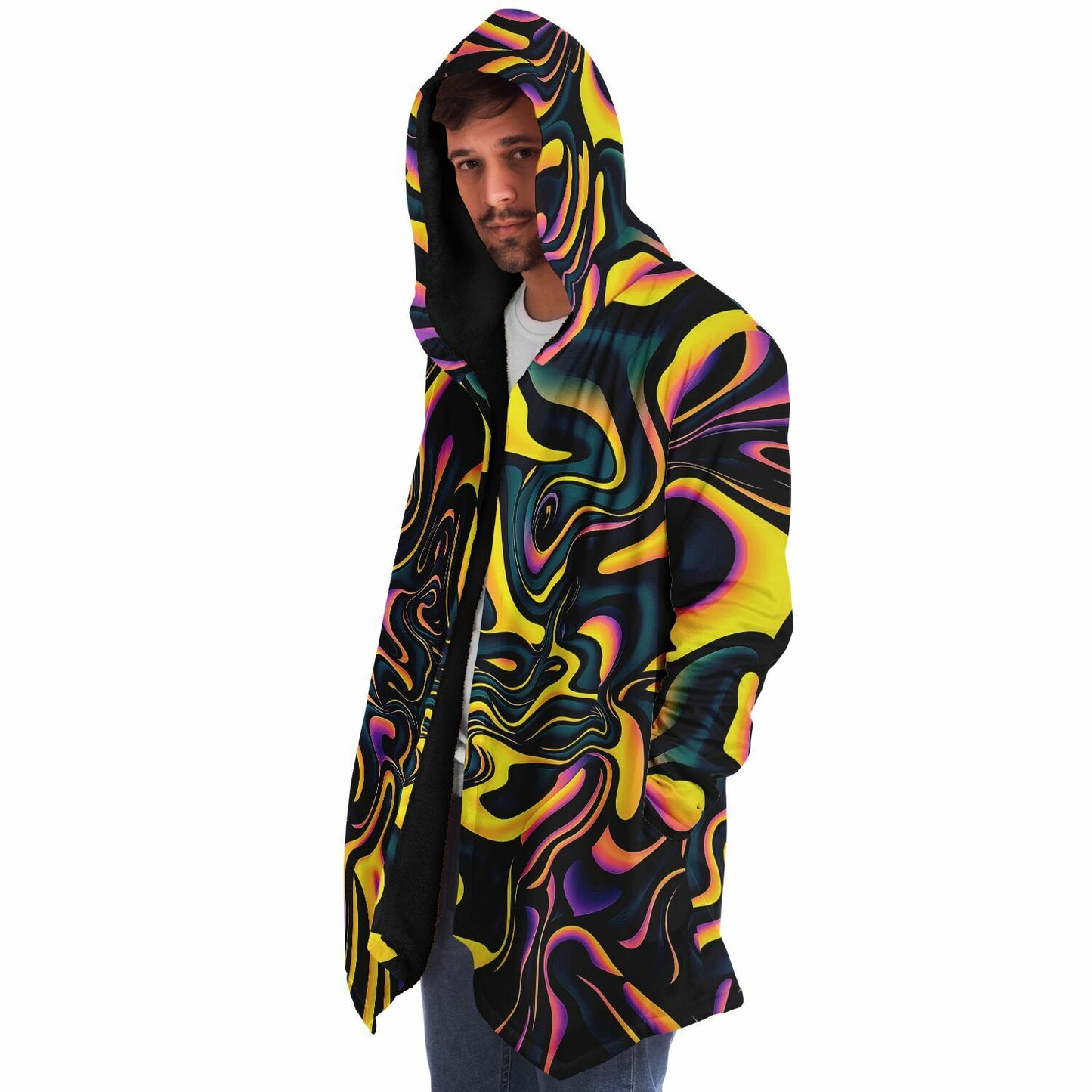 "Pink Plus Black Equals Yellow" HOODED CLOAK