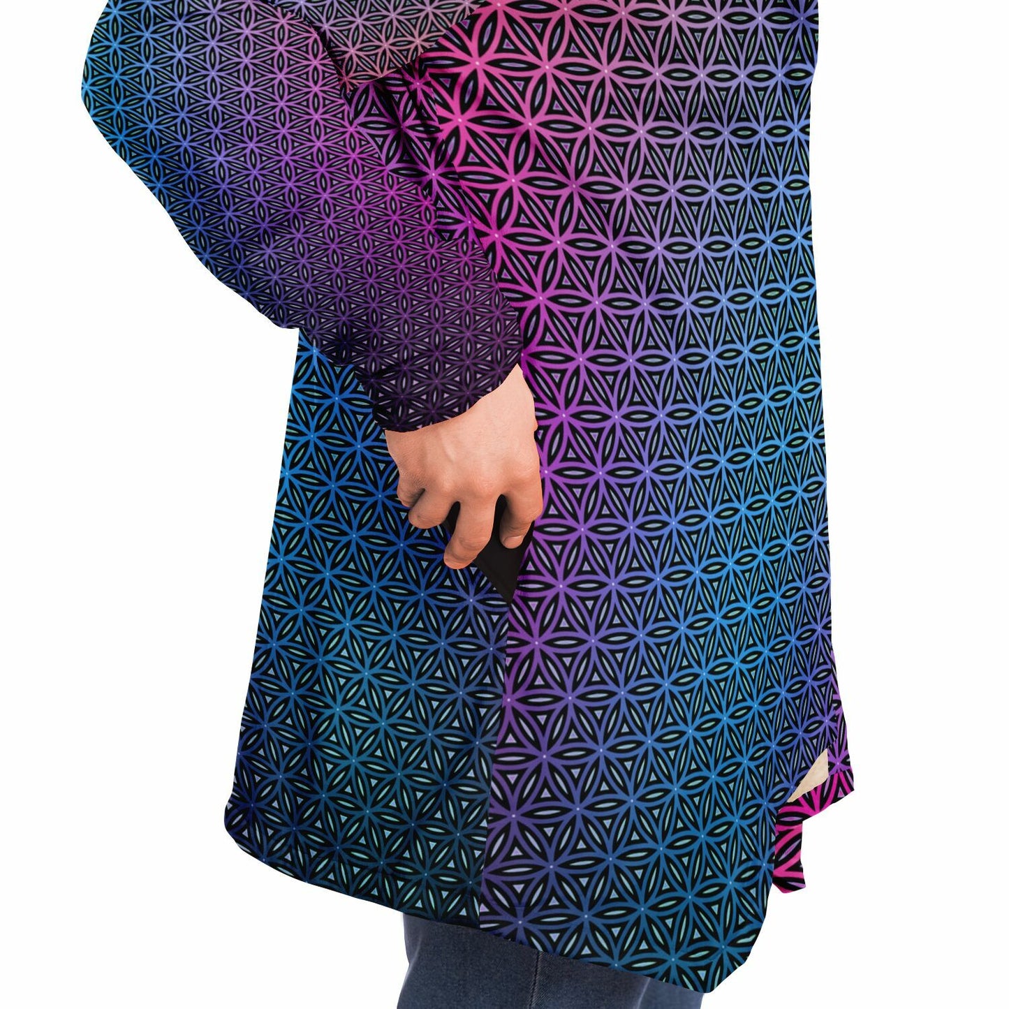 "Rainbow Flower of Life Pattern" HOODED CLOAK