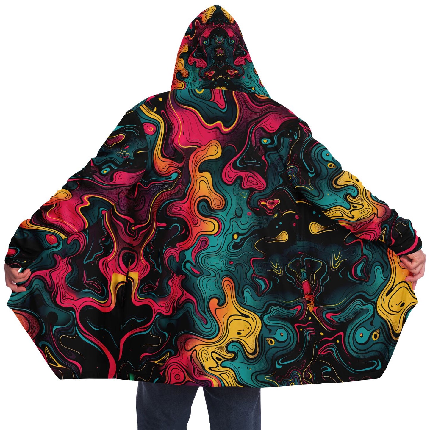 "Neon Oil" HOODED CLOAK