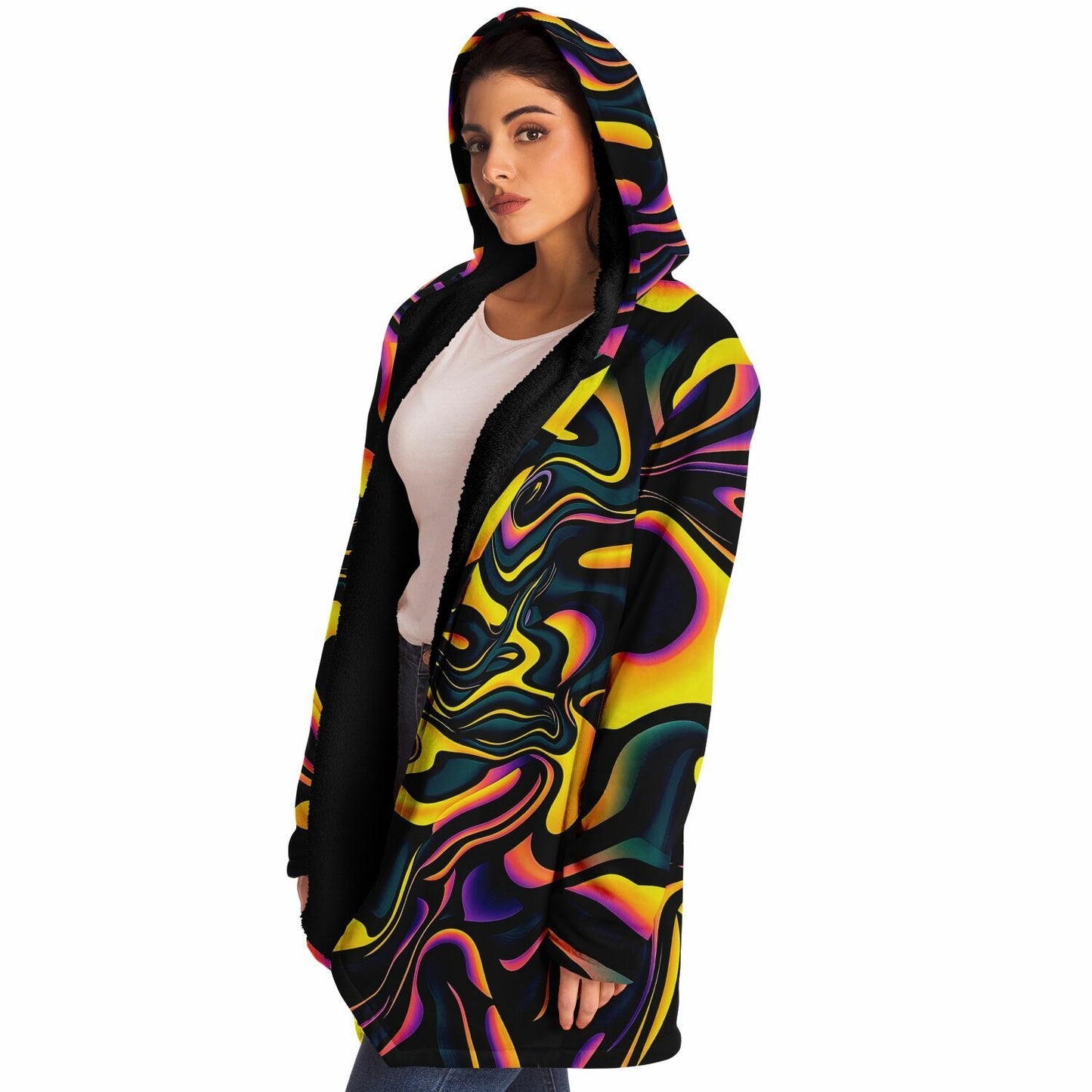 "Pink Plus Black Equals Yellow" HOODED CLOAK