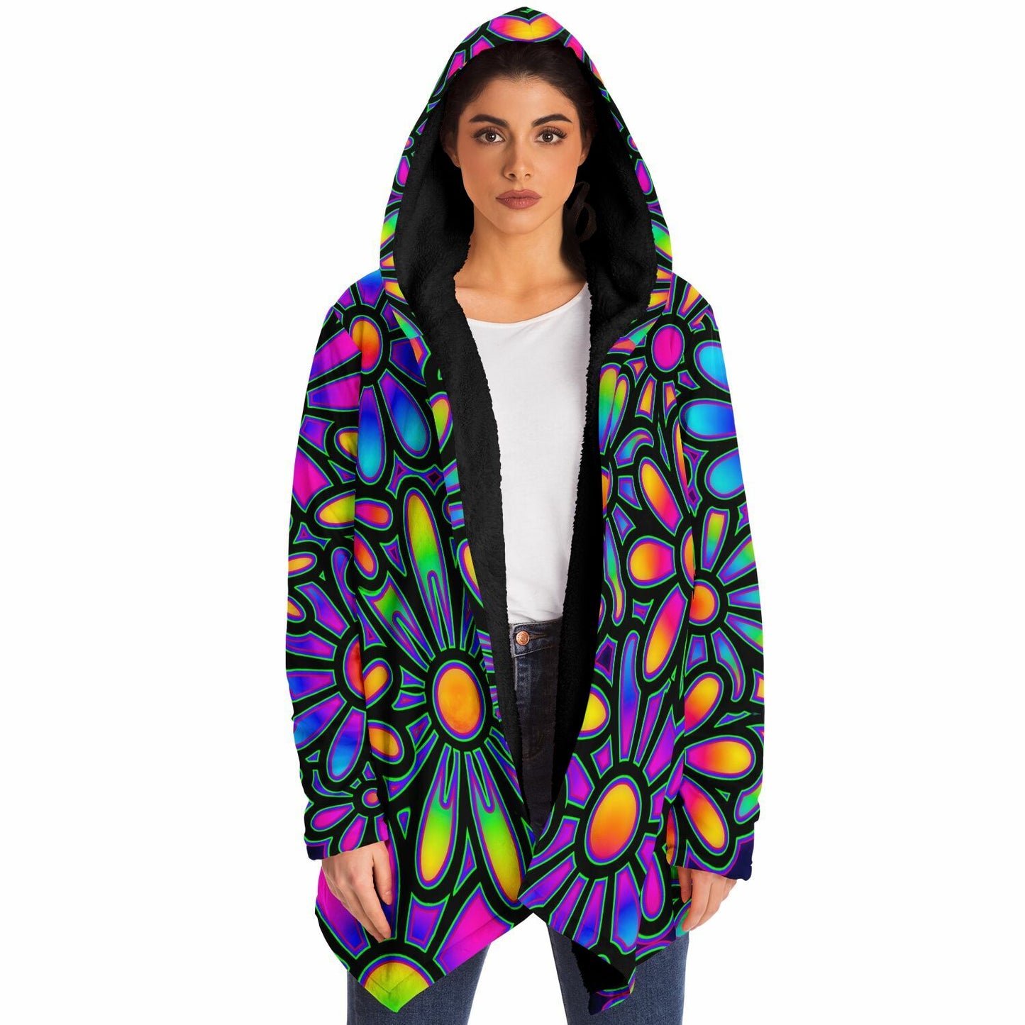 "Mysitc Floral Collage" HOODED CLOAK