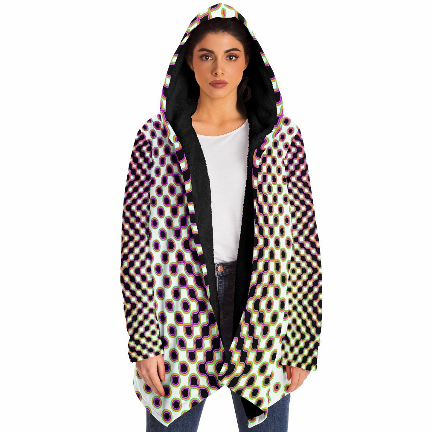 "Morphing Cycles White" HOODED CLOAK