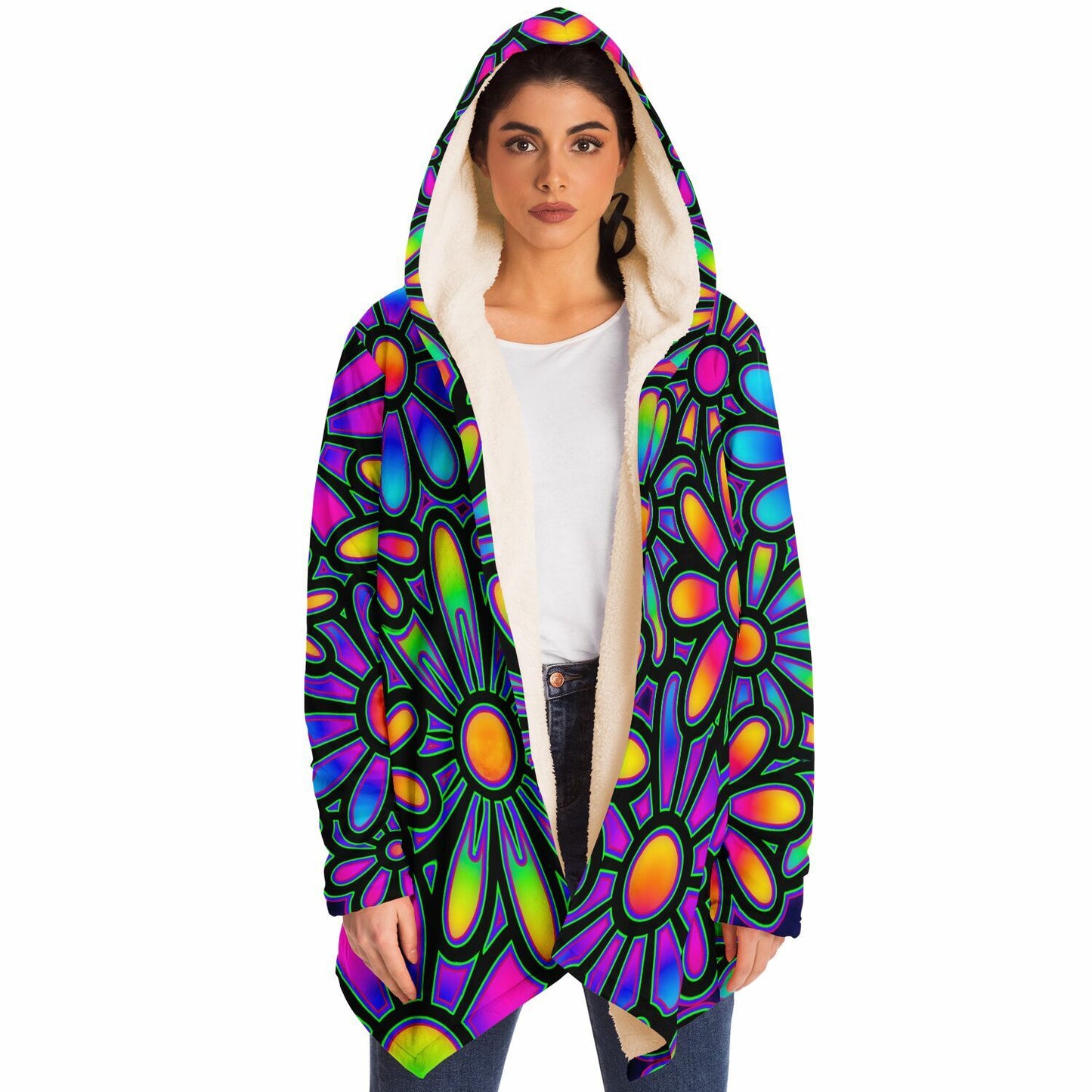 "Mysitc Floral Collage" HOODED CLOAK