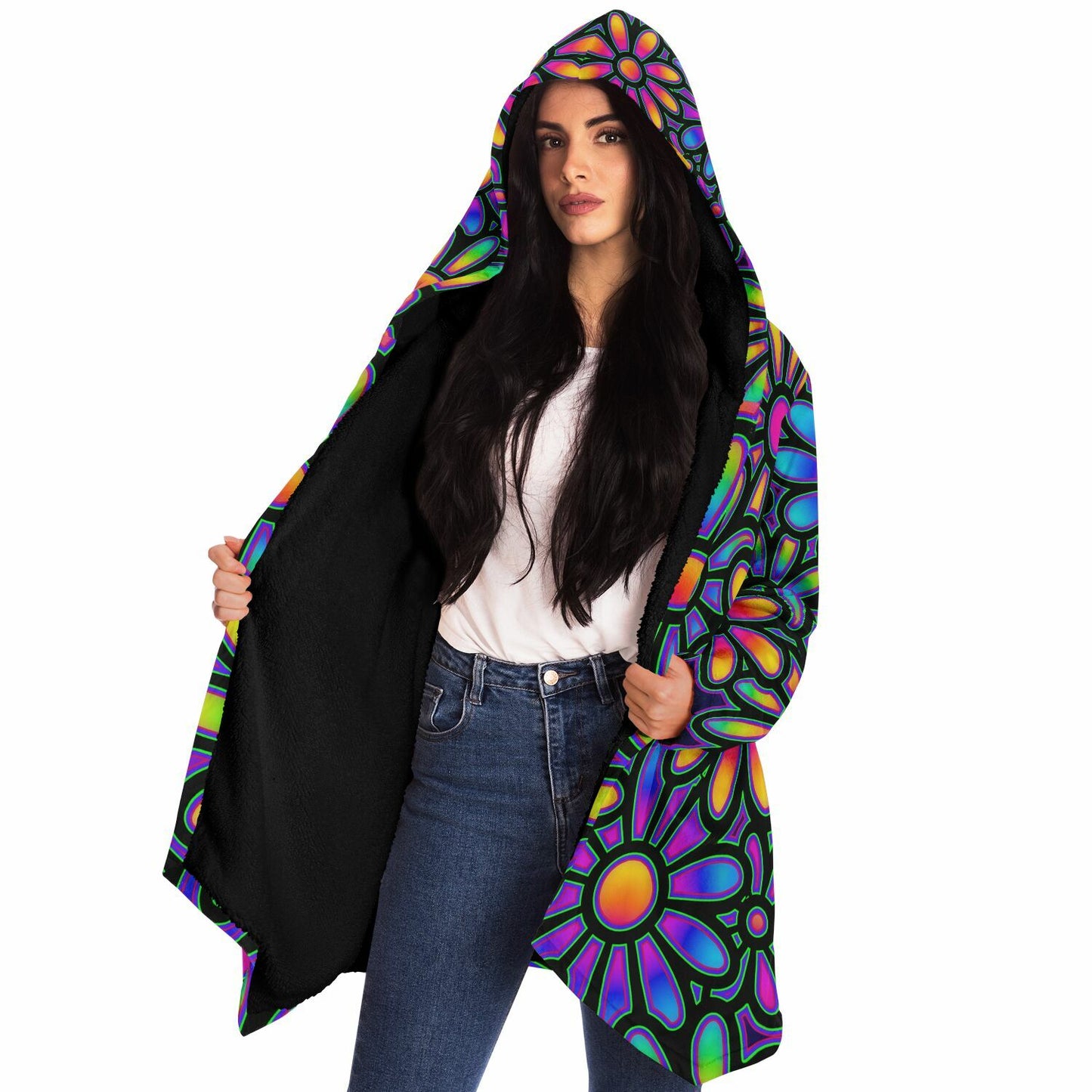 "Mysitc Floral Collage" HOODED CLOAK