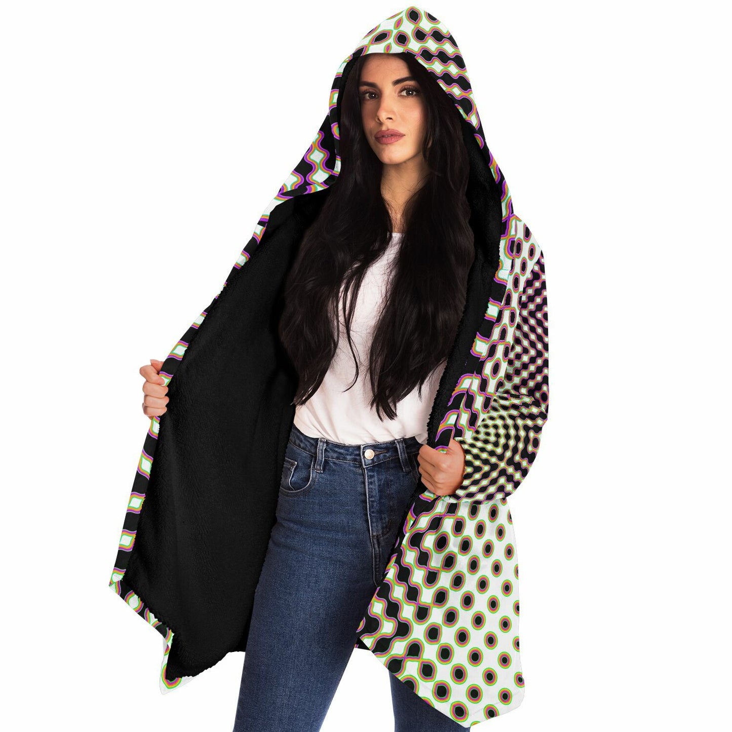 "Morphing Cycles White" HOODED CLOAK