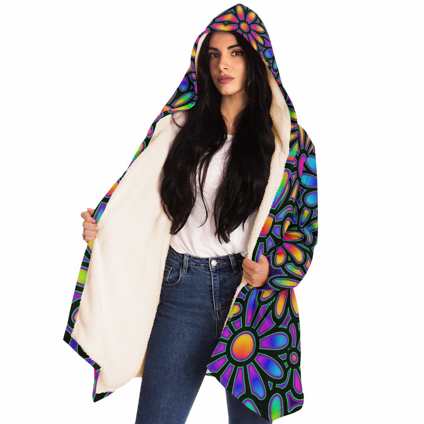 "Mysitc Floral Collage" HOODED CLOAK