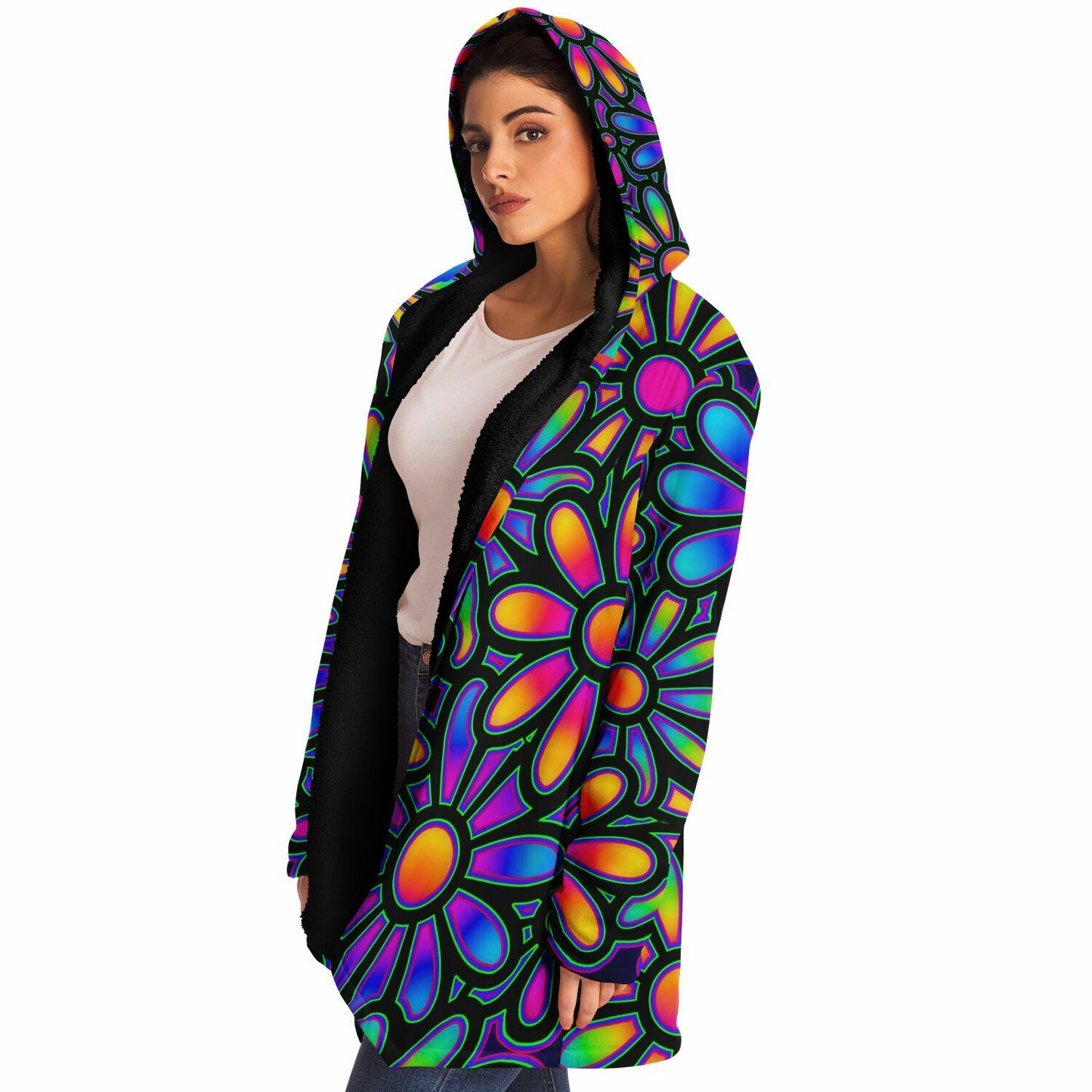 "Mysitc Floral Collage" HOODED CLOAK