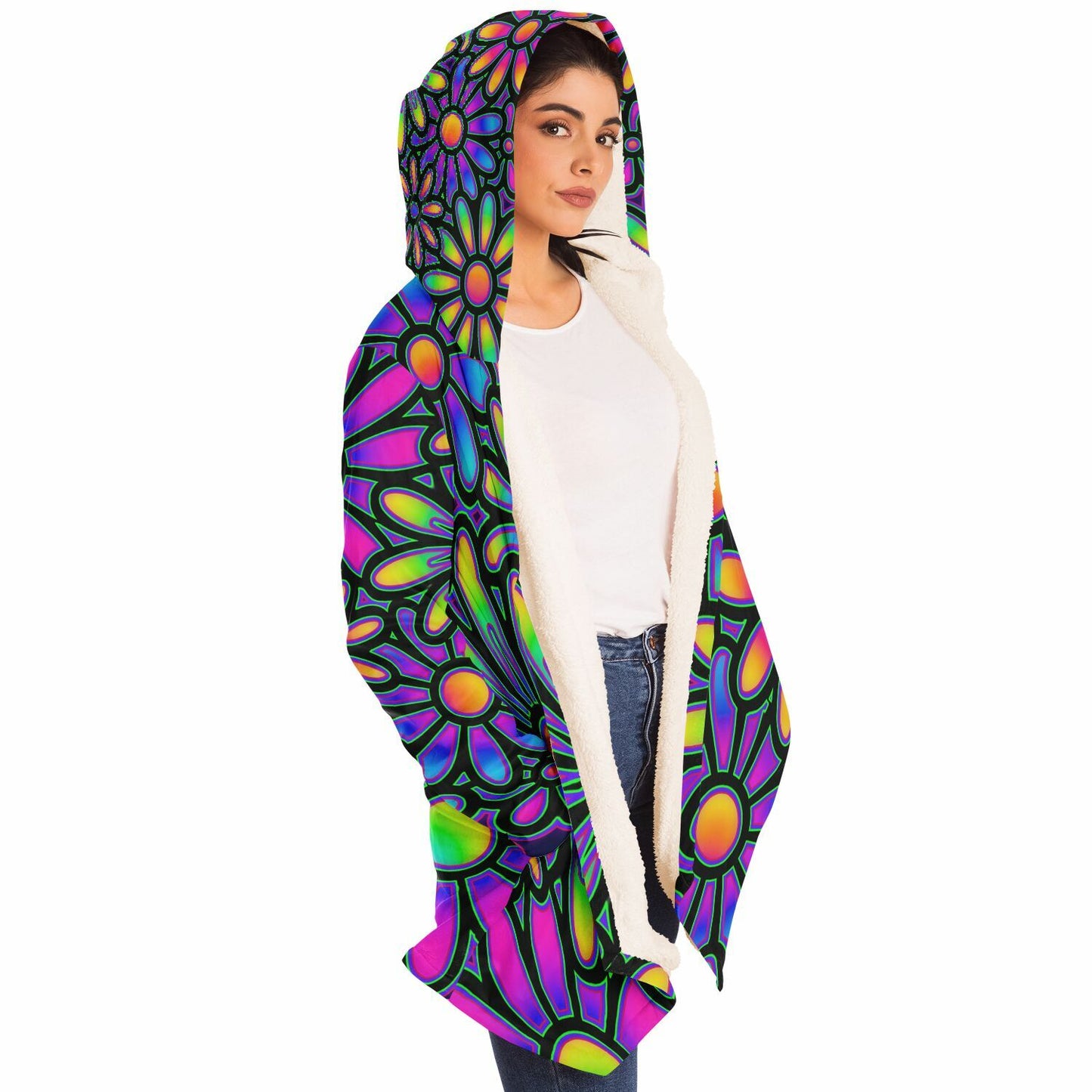 "Mysitc Floral Collage" HOODED CLOAK