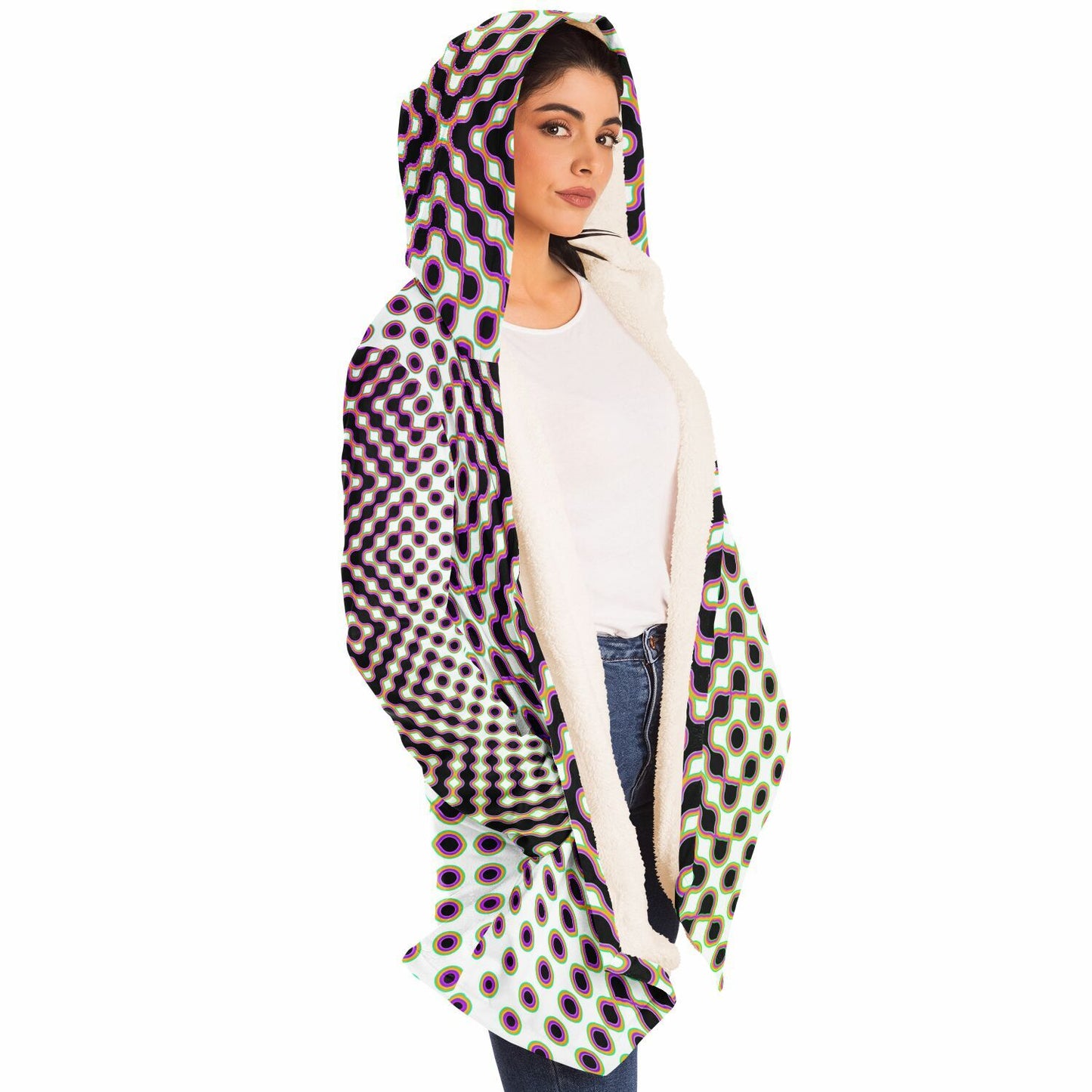 "Morphing Cycles White" HOODED CLOAK