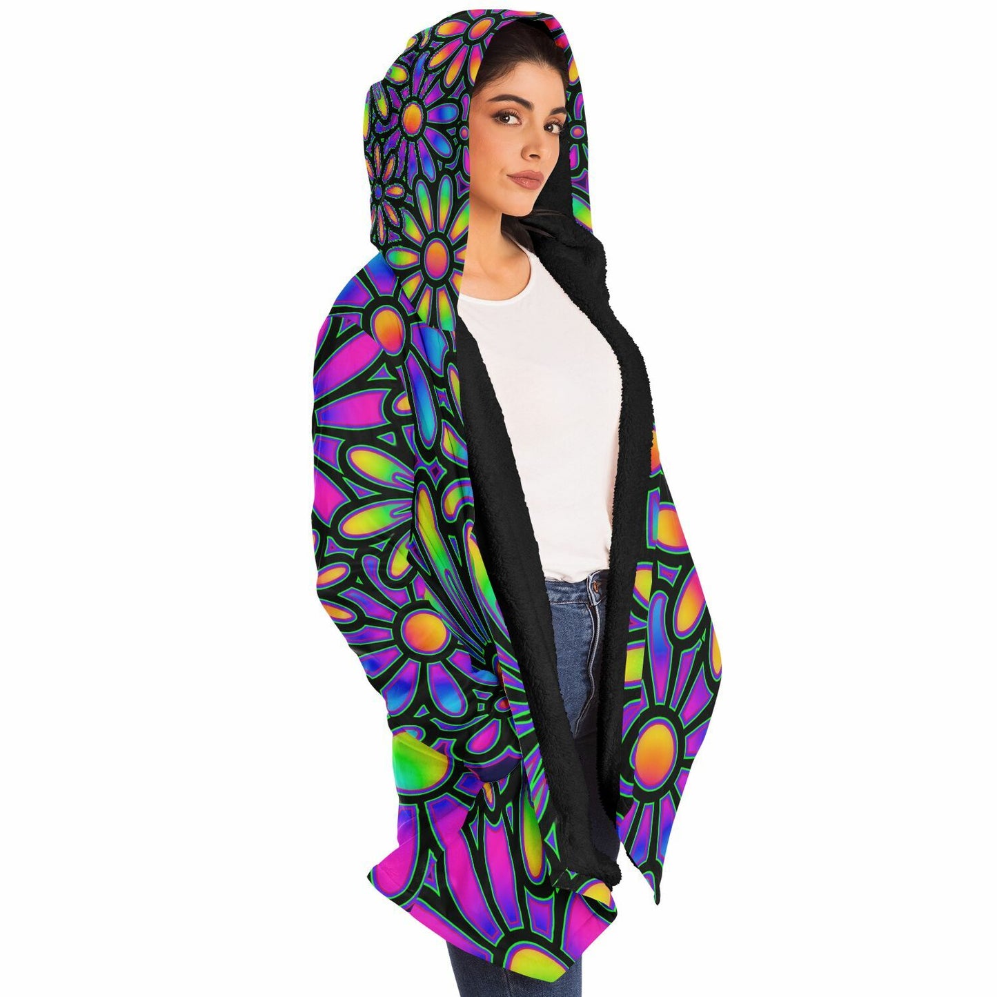 "Mysitc Floral Collage" HOODED CLOAK