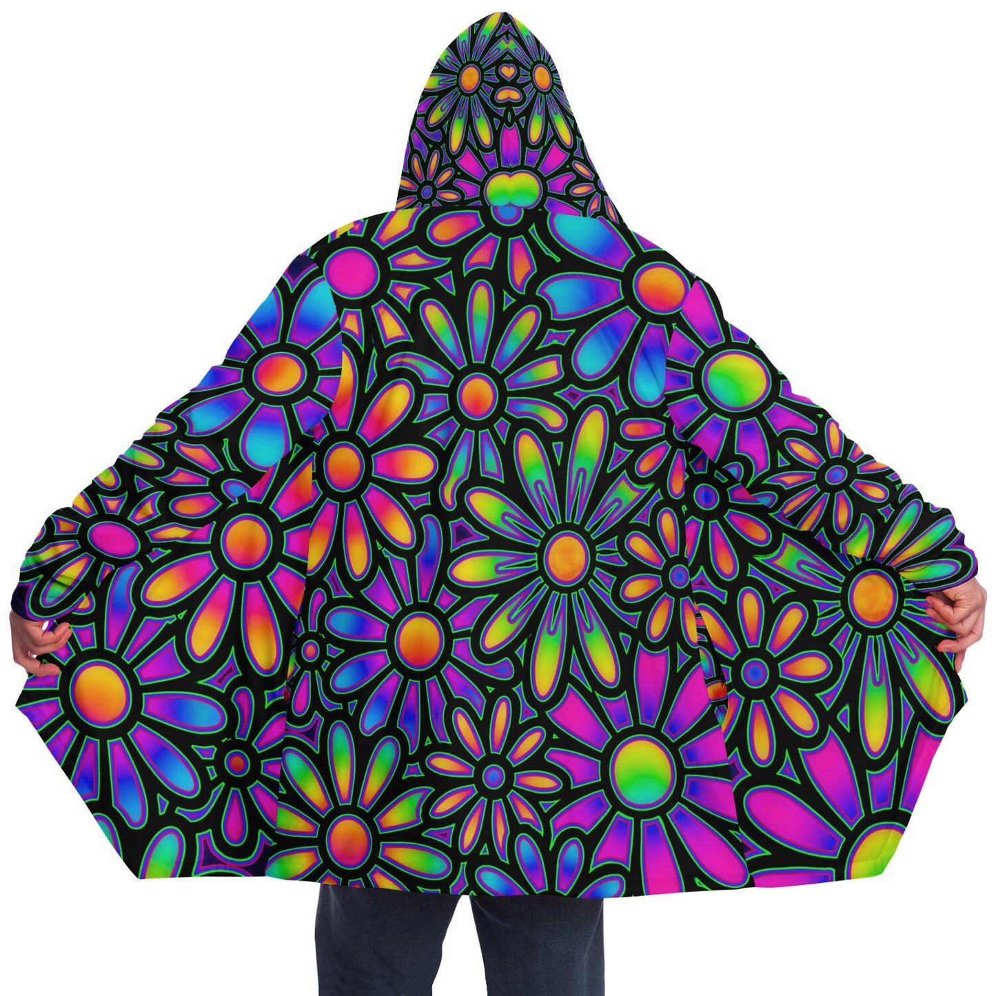 "Mysitc Floral Collage" HOODED CLOAK