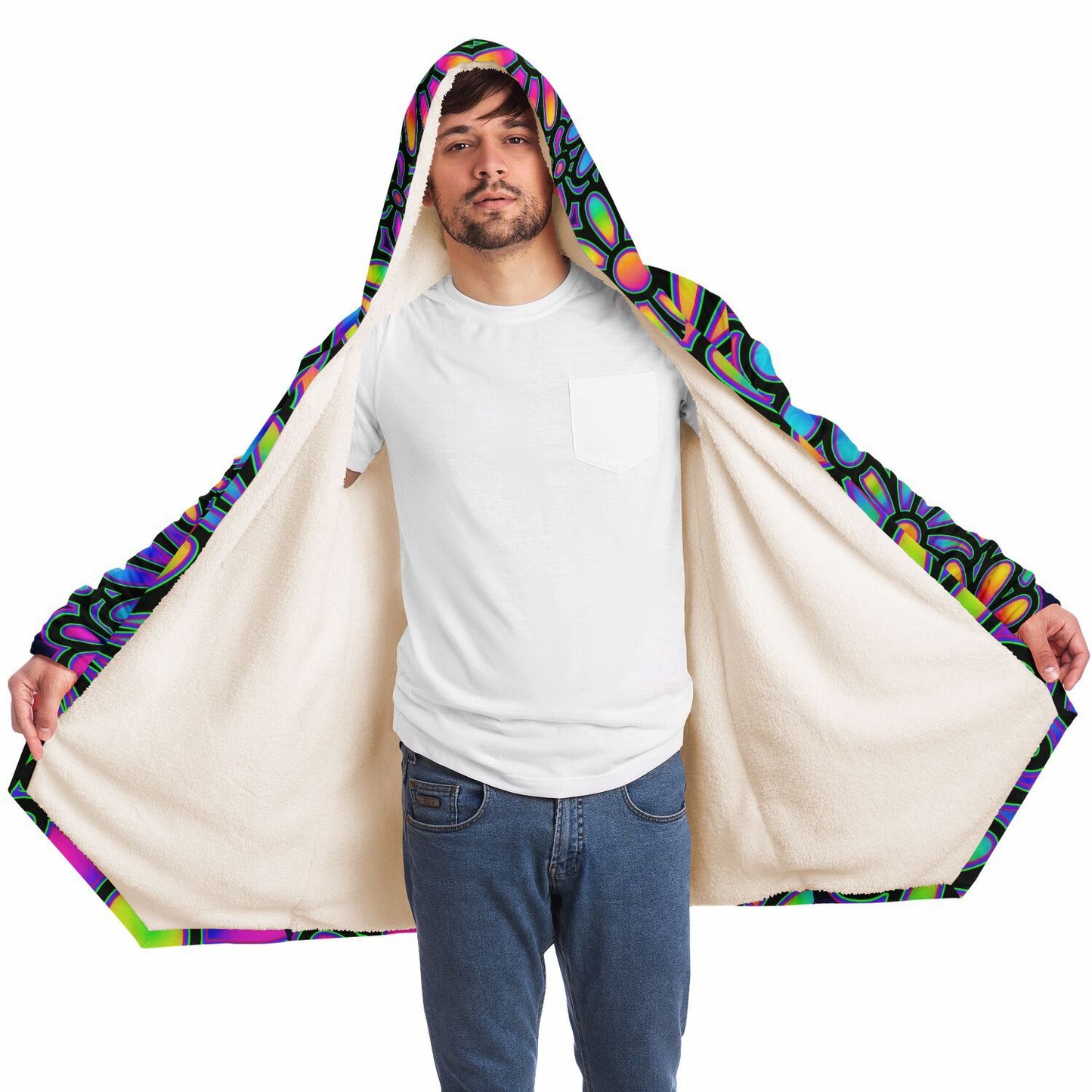 "Mysitc Floral Collage" HOODED CLOAK