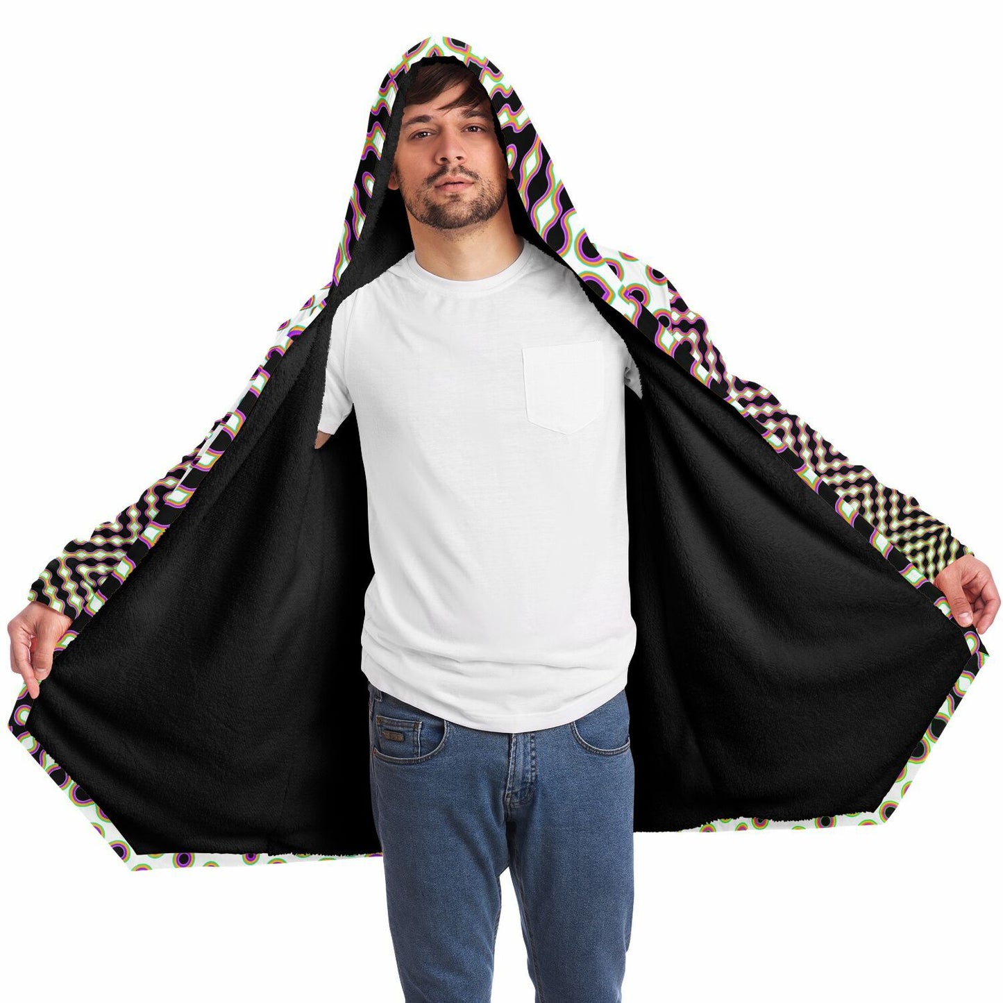 "Morphing Cycles White" HOODED CLOAK