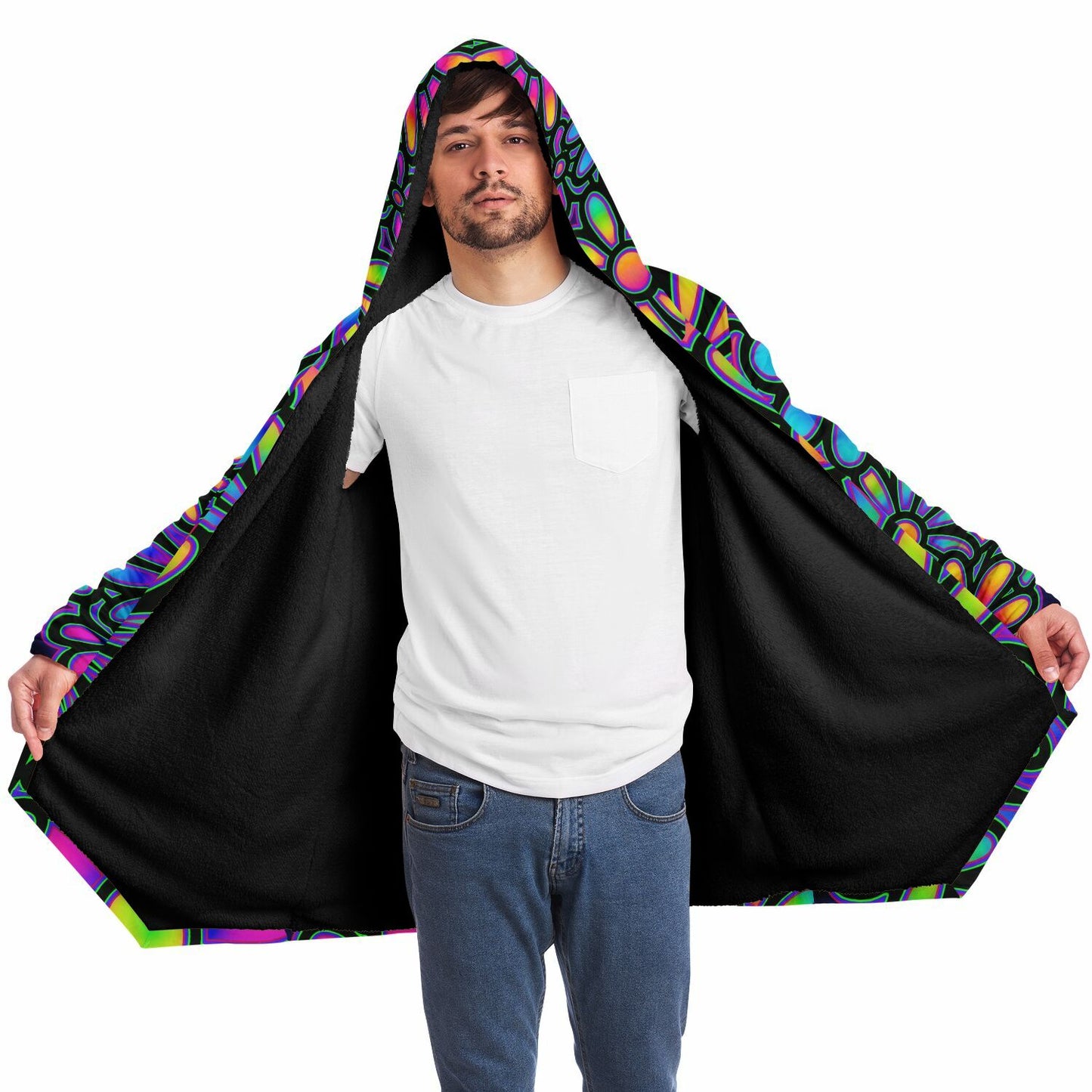 "Mysitc Floral Collage" HOODED CLOAK