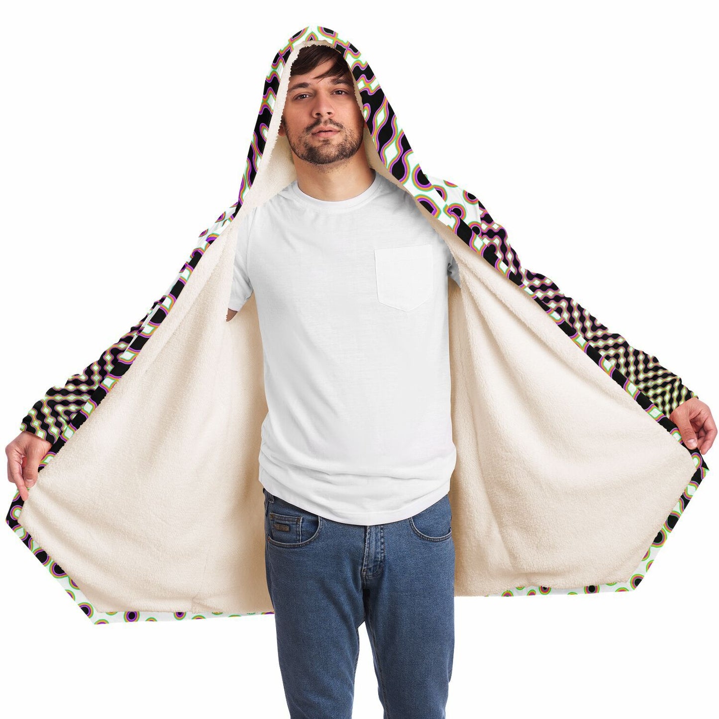 "Morphing Cycles White" HOODED CLOAK