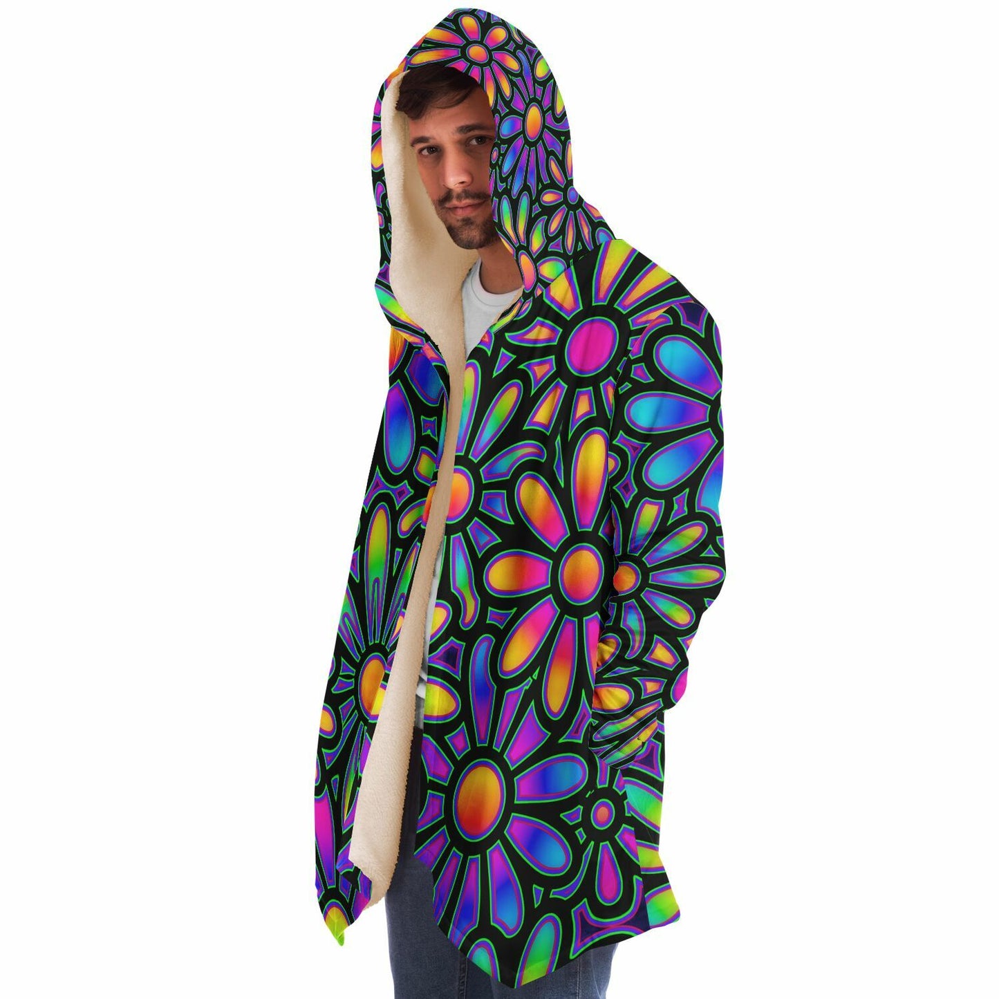 "Mysitc Floral Collage" HOODED CLOAK