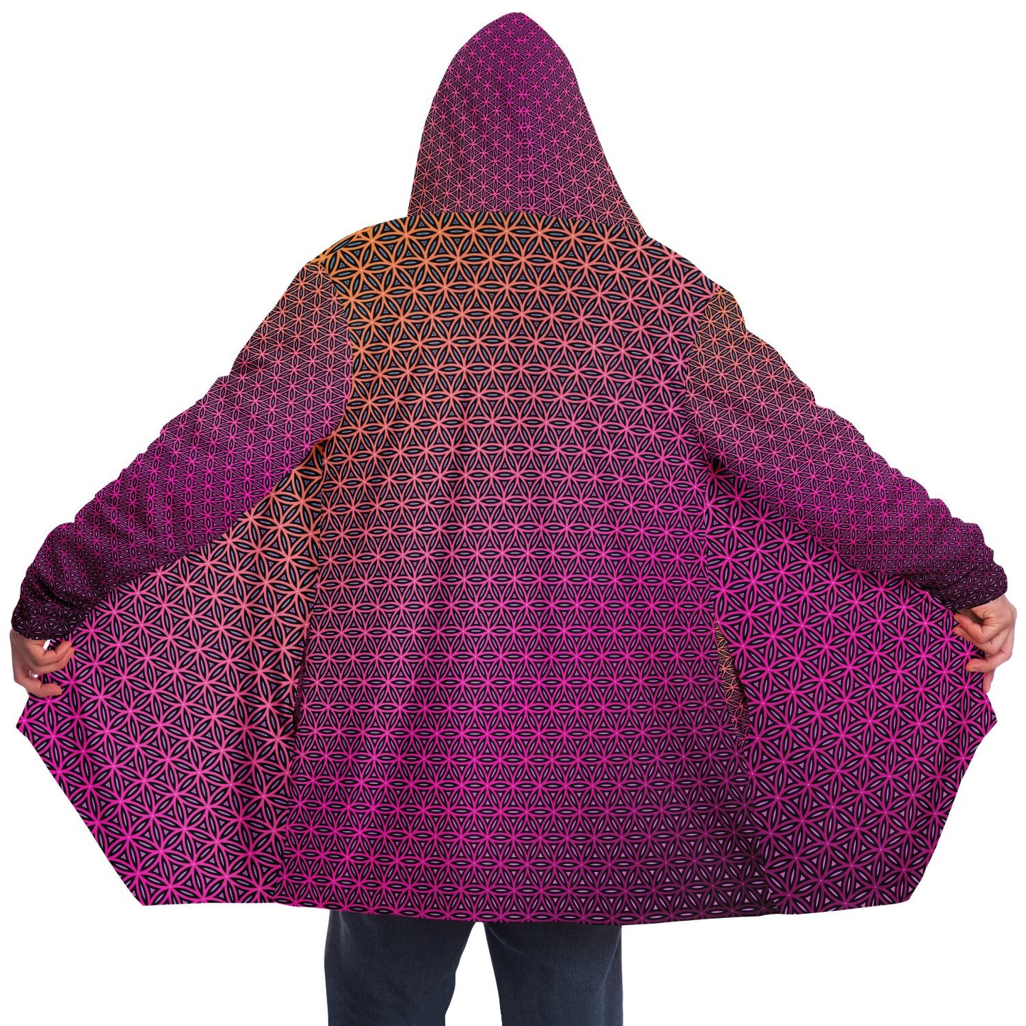 "Pink Flower of Life Pattern" HOODED CLOAK