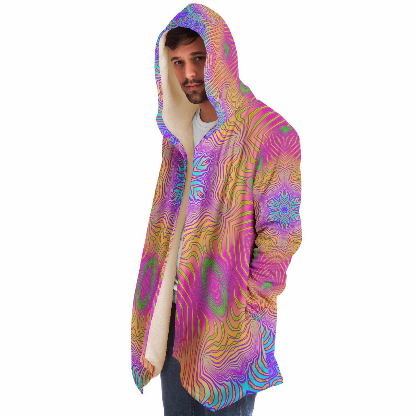 "Neon King Mandala" HOODED CLOAK