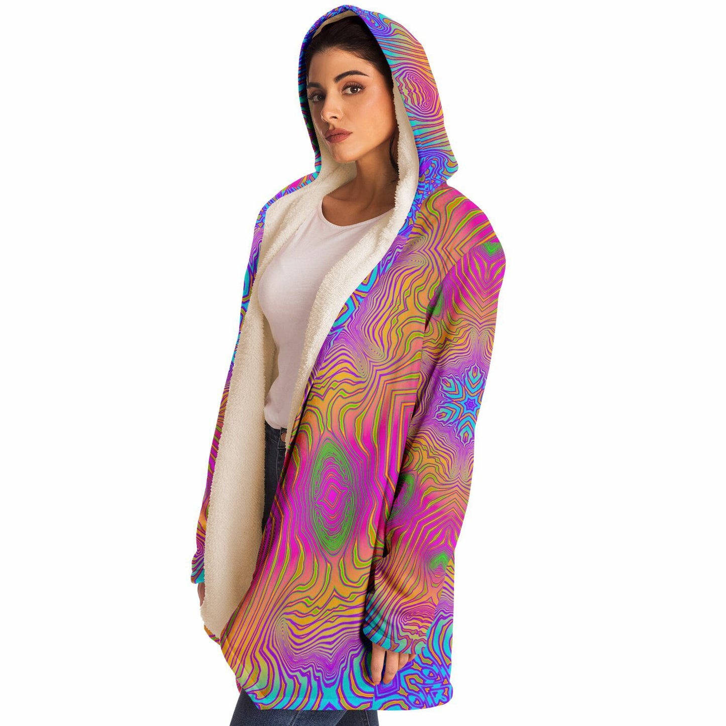 "Neon King Mandala" HOODED CLOAK