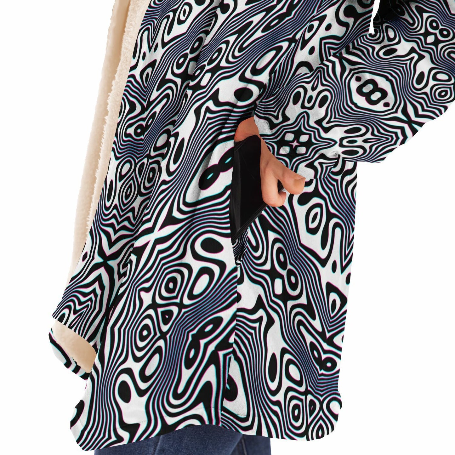 "Wild Cat Mandala (White)" HOODED CLOAK